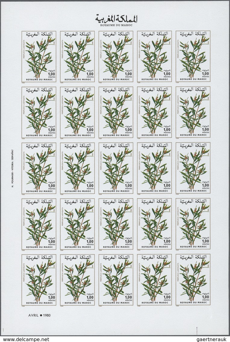 Marokko: 1975/1980, U/m Collection Of 45 Different IMPERFORATE Complete Sheets (=1.125 Imperforate S - Neufs