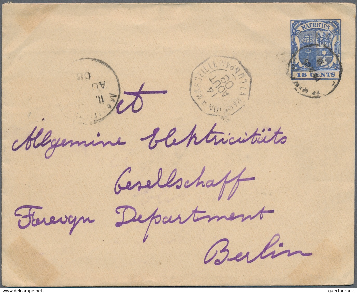 Mauritius: 1862/1908, beautiful accumulation of 35 postal stationaries: eight envelopes, five wrappe