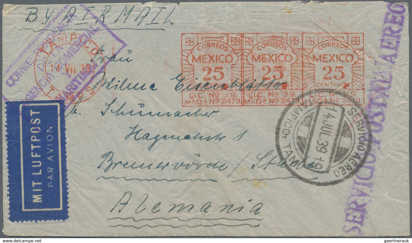 Mexiko - Ganzsachen: 1899/1981, ca. 64 covers/used ppc mostly to Europe or USA inc. censorship and r