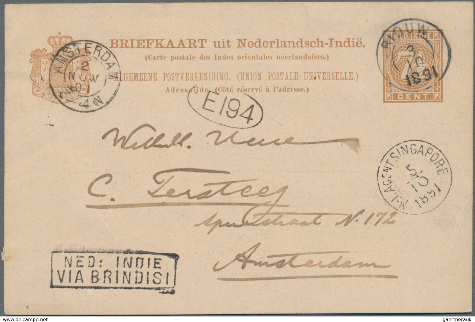 Niederländisch-Indien: 1884/1941 Small Holding Of Ca. 80 Letters, Picture-postcards And Used Postal - Netherlands Indies