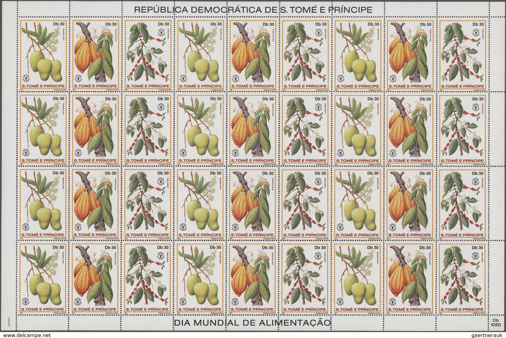 St. Thomas Und Prinzeninsel - Sao Thome E Principe: 1983, FRUITS, Complete Set Of Six In Sheets In A - Sao Tome En Principe