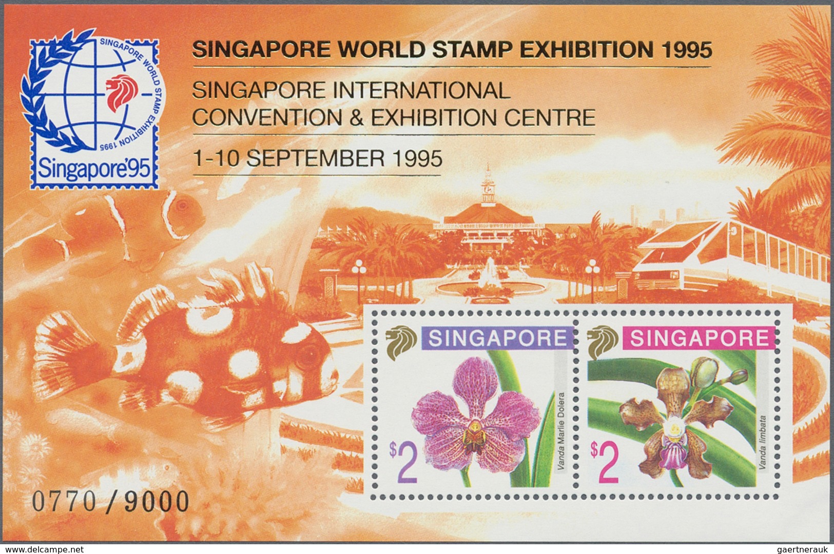 Singapur: 1995 Four 'Orchids' Miniature Sheets, Even Two Of The Orange One And The Larger Size 'Proo - Singapur (...-1959)