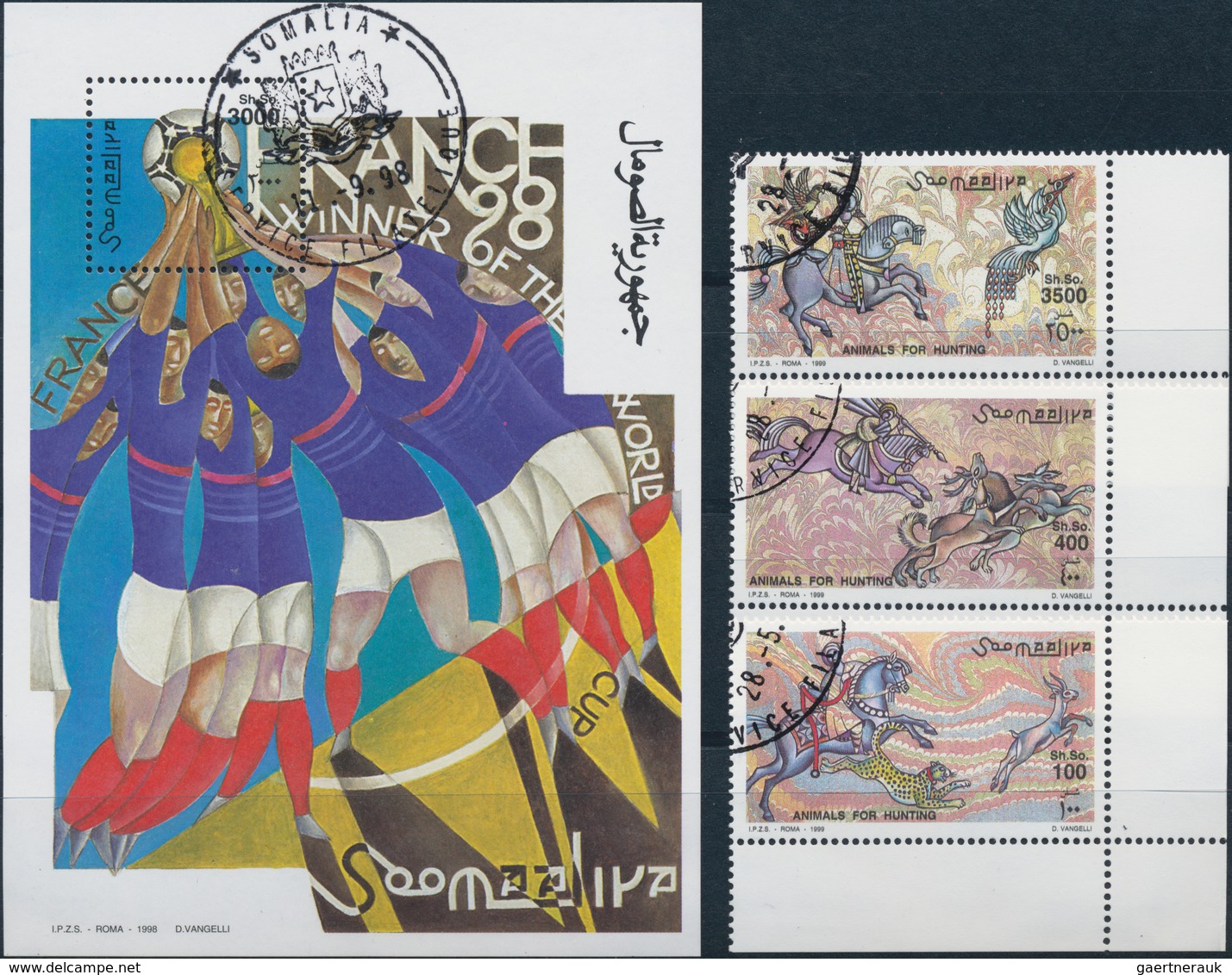 Somalia: 1998/1999, Nice Small Collection/accumulation Of Complete Sets And Souvenir Sheets Cancelle - Somalie (1960-...)