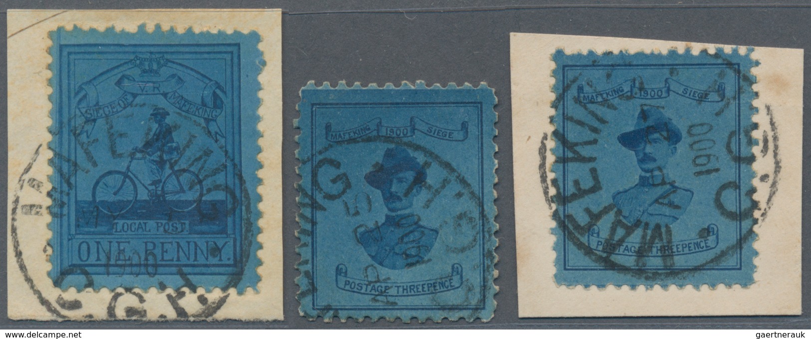 Kap Der Guten Hoffnung - Englische Notausgaben: 1900, Mafeking, Group Of 3 Stamps, Comprising 1 D De - Cap De Bonne Espérance (1853-1904)