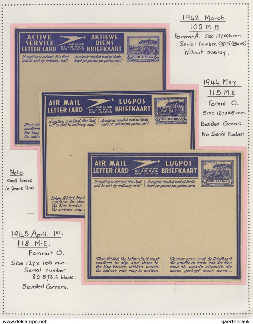 Südafrika - Ganzsachen: 1941/1977 - AEROGRAMMES: Collection Of 87 Air Letters, Written Up On Pages, - Autres & Non Classés