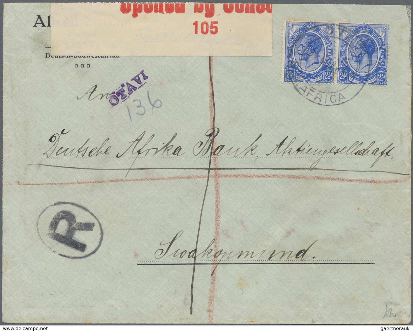 Südwestafrika: 1915/1919, 28 Covers With KGV Frankings, All Inland Mail, Often German Business Mail - Afrique Du Sud-Ouest (1923-1990)