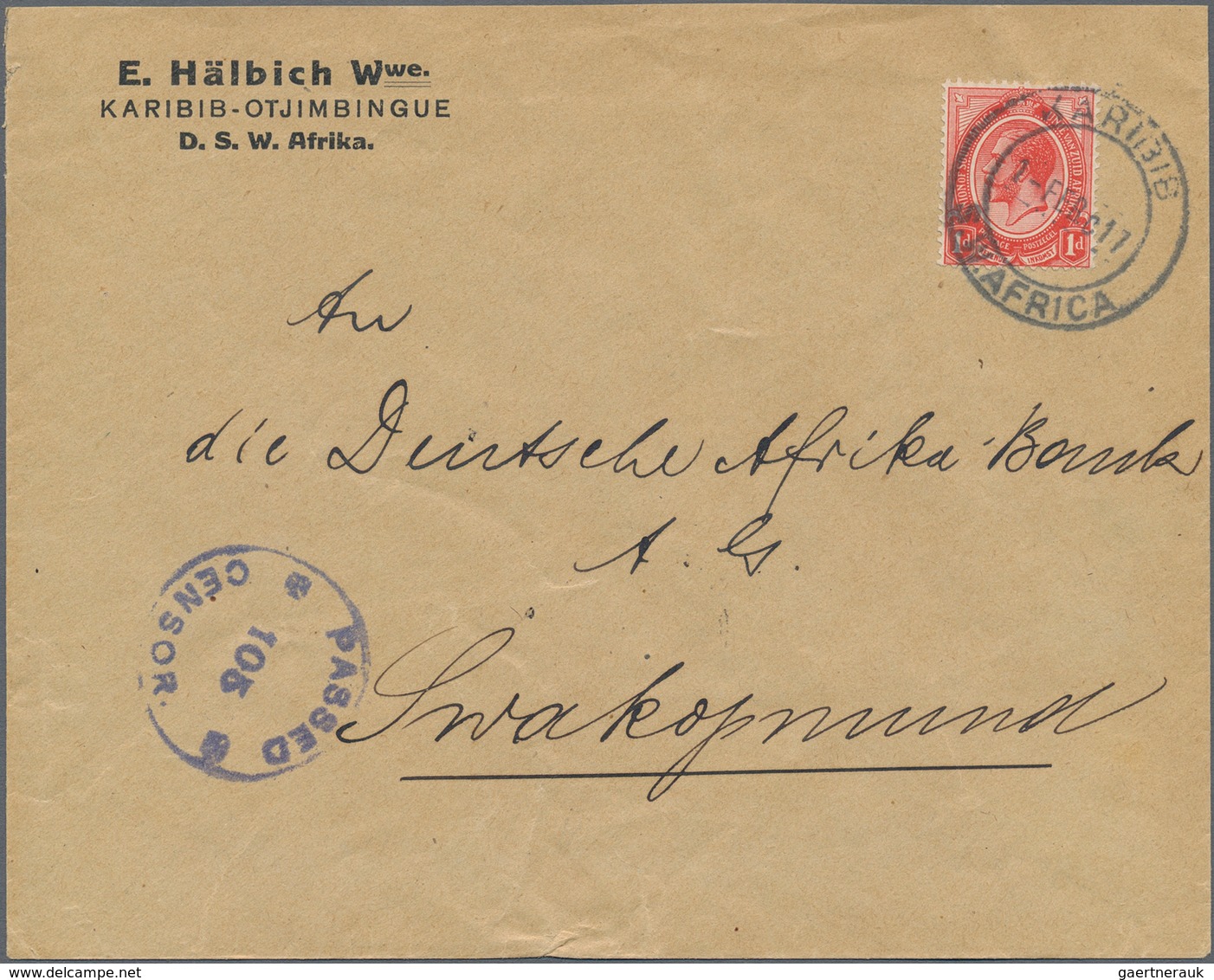 Südwestafrika: 1915/1919, 28 Covers With KGV Frankings, All Inland Mail, Often German Business Mail - África Del Sudoeste (1923-1990)