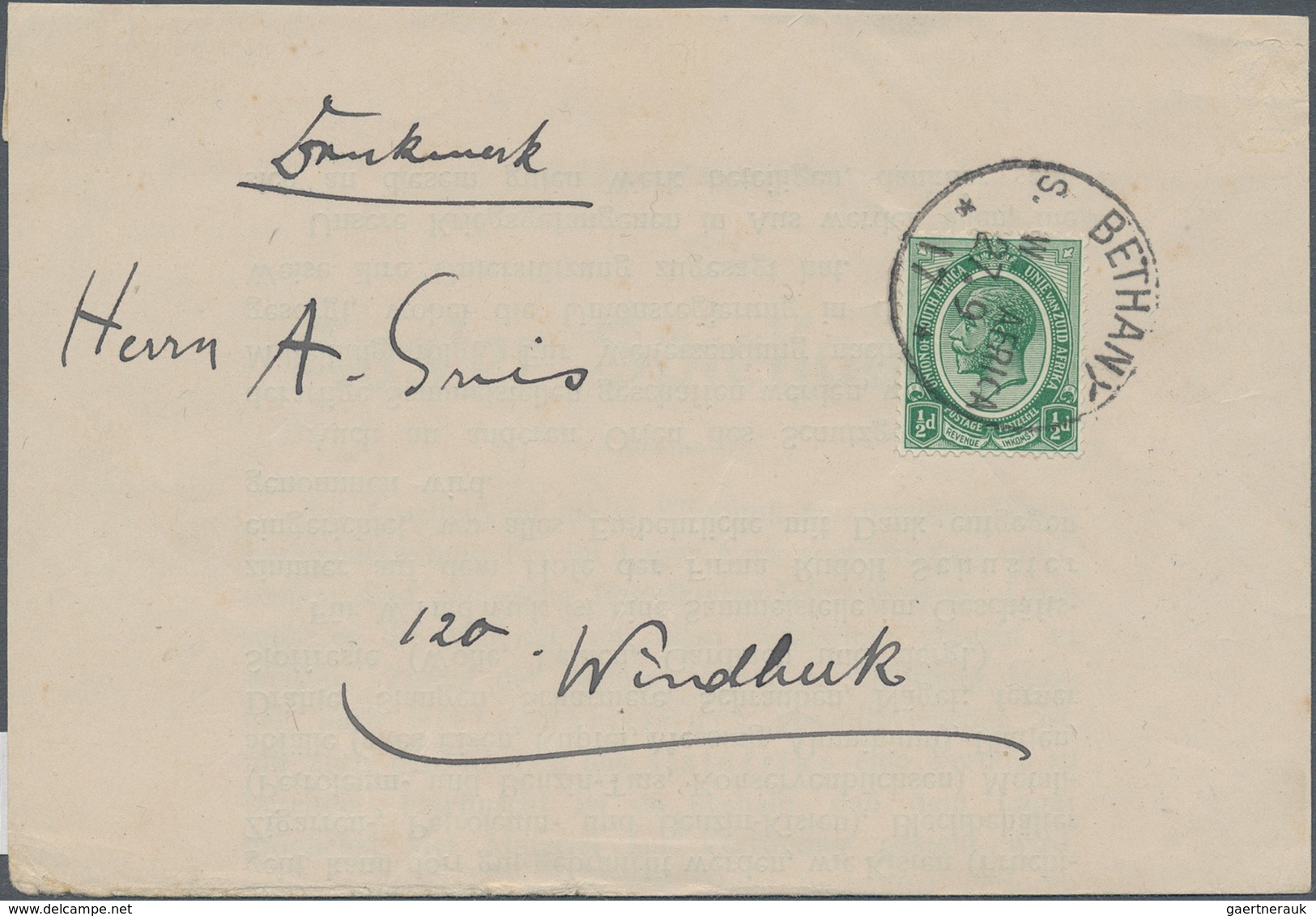 Südwestafrika: 1915/1919, 48 covers and fronts of covers, all with KGV frankings and mostly opened a