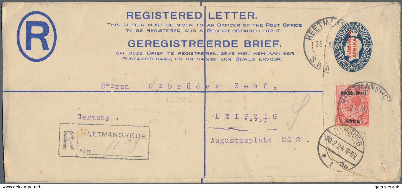 Südwestafrika: 1923/1928, 15 Used Registered Letter Stationary Envelopes (Higgins & Gage Ex No. 3/11 - Afrique Du Sud-Ouest (1923-1990)