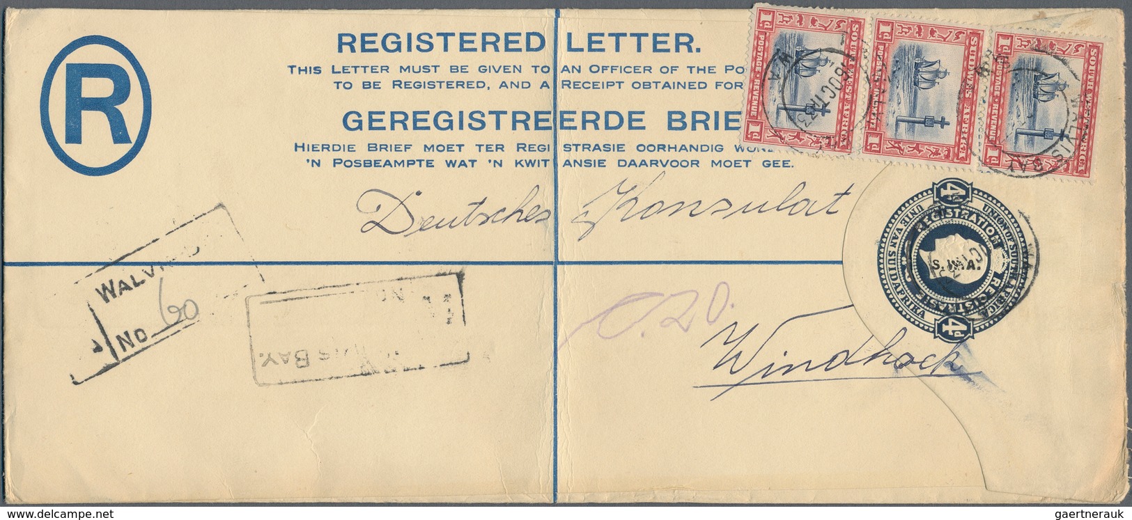 Südwestafrika: 1923/1928, 15 Used Registered Letter Stationary Envelopes (Higgins & Gage Ex No. 3/11 - Afrique Du Sud-Ouest (1923-1990)