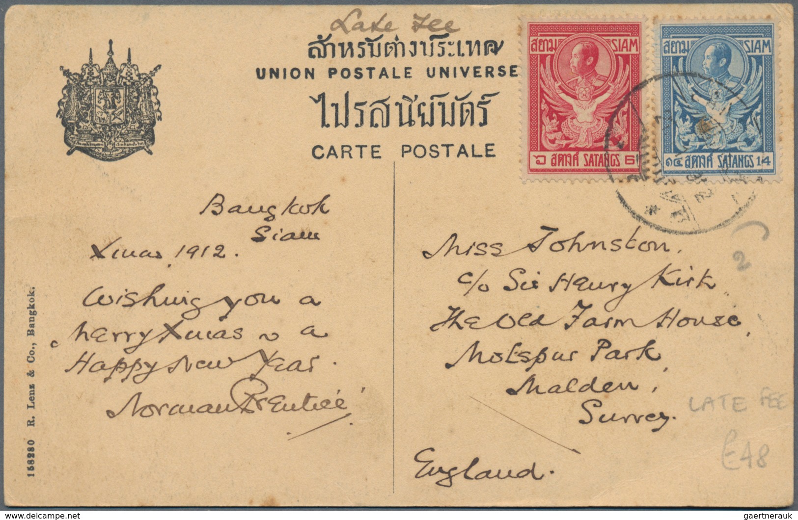 Thailand: 1910's-20's: 14 Covers And Picture Postcards Sent From Various P.O.'s (Renong, Haadyai, Ba - Thaïlande