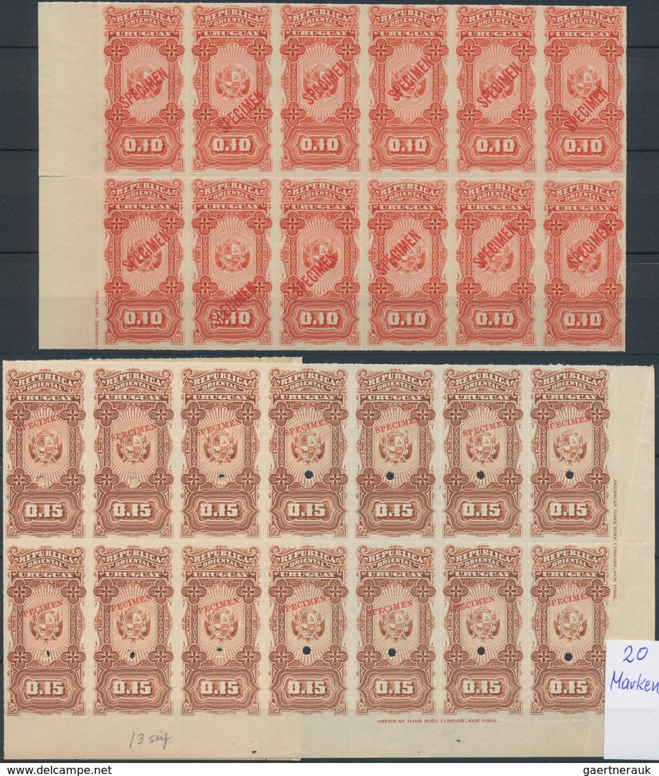 Uruguay: 1900 (ca.), ABN Specimen Proofs, Fiscals, Assortment Of Apprx. 380 Stamps, All Within Multi - Uruguay