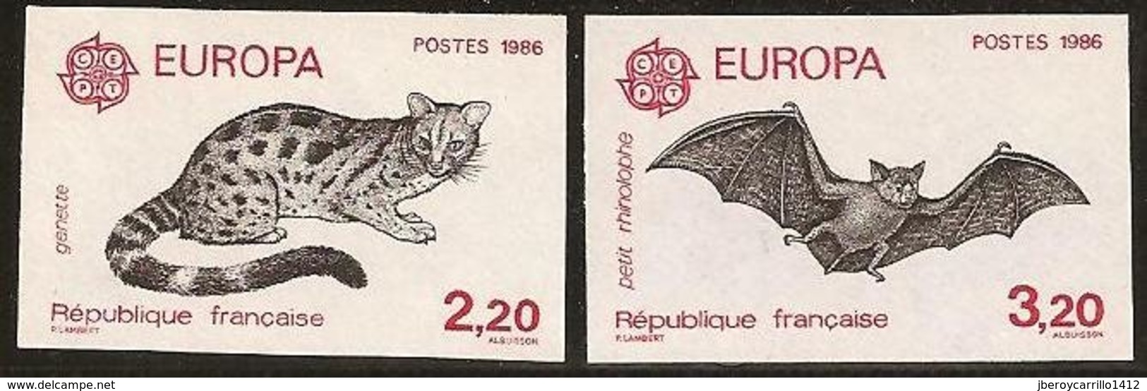 FRANCIA - FRANCE -EUROPA 1986 -" PROTECCIÓN NATURALEZA Y MEDIO AMBIENTE" .- SERIE  2 V.- SIN DENTAR  LUJO (IMPERFORATED) - 1986