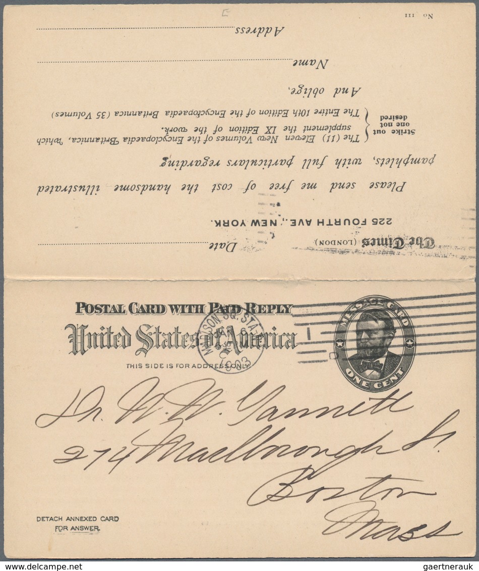Vereinigte Staaten Von Amerika - Ganzsachen: 1892 RESEARCH Holding From A Specialized Famous Collect - Autres & Non Classés