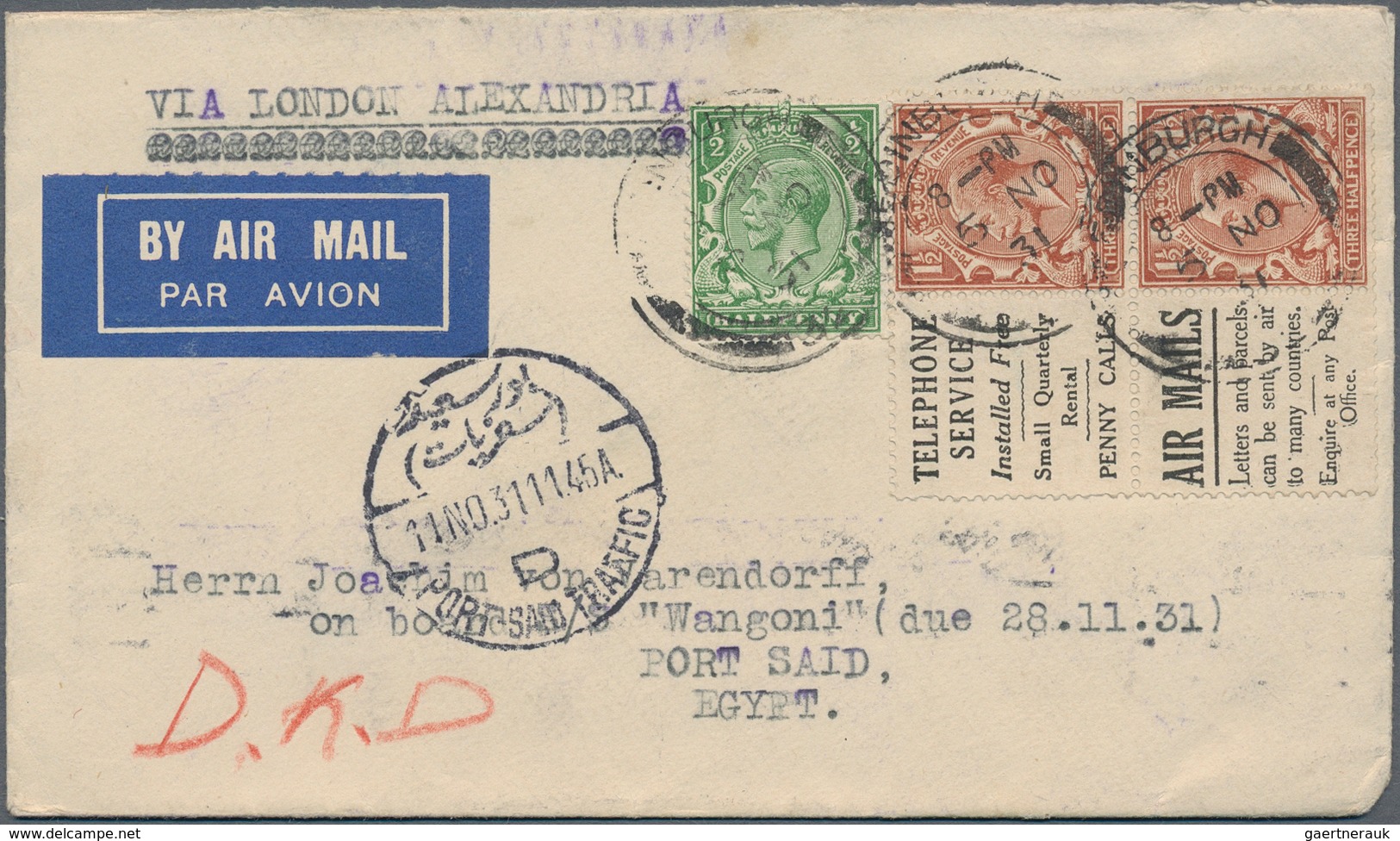 Flugpost Alle Welt: 1912/1934, Lot Of Ten Covers/cards (nine Of Them Airmail), Comprising Three Card - Sonstige & Ohne Zuordnung