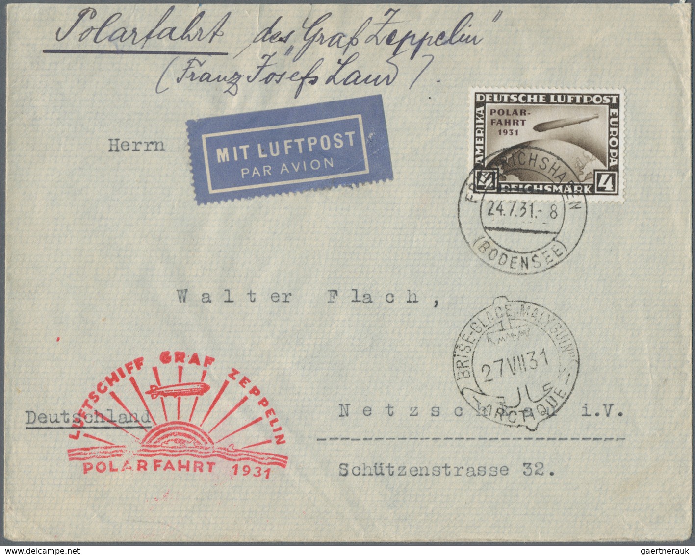Zeppelinpost Übersee: Zeppelin und Luftpost, hervorrrgender Posten von rund 250 Belegen mit vielen t