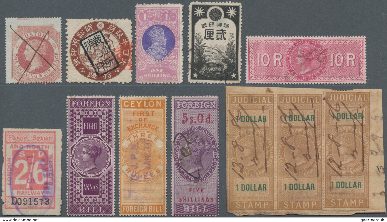 Fiskalmarken: 1880's-1930's Ca.: Some Hundred Fiscal Stamps Worldwide, Most Of Them From The British - Autres & Non Classés