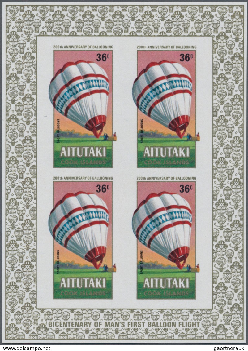 Thematik: Ballon-Luftfahrt / Balloon-aviation: 1983, Aitutaki. Lot Of 3 Complete Sets "200 Years Of - Trees