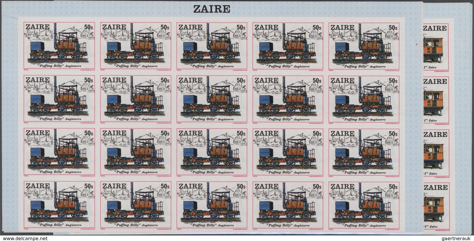 Thematik: Eisenbahn / Railway: 1980, Zaire. Complete Set LOCOMOTIVES (8 Values) In IMPERFORATE Parti - Trains