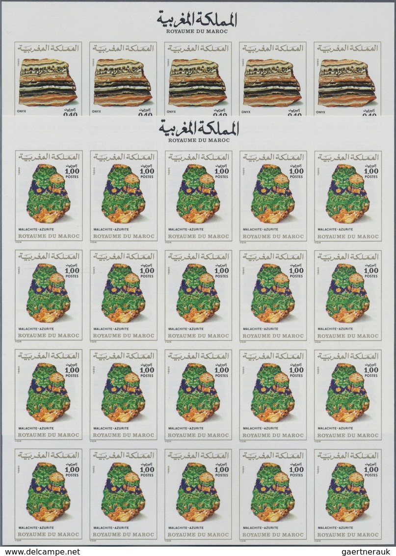 Thematik: Mineralien / Minerals: 1981, Morocco. Complete Set MINERALS (2 Values) In 2 IMPERFORATE Pa - Mineralien