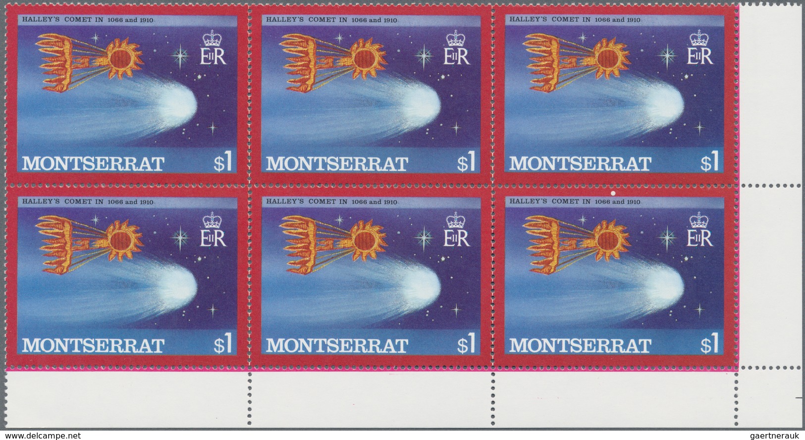 Thematik: Raumfahrt / astronautics: 1985, Montserrat, Halley's Comet, investment lot of full sheets