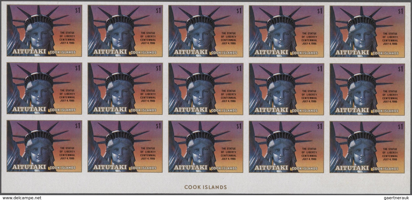 Thematik: Sehenswürdigkeiten-Freiheitsstatue / Sights- Statue Of Liberty: 1986, Aitutaki. 100 Years - Sonstige & Ohne Zuordnung