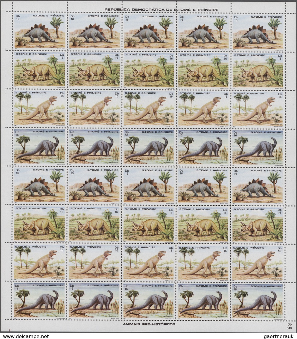 Thematik: Tiere-Dinosaurier / Animals-dinosaur: 1982, Sao Thome And Principe, Extinct Animals, Compl - Préhistoriques