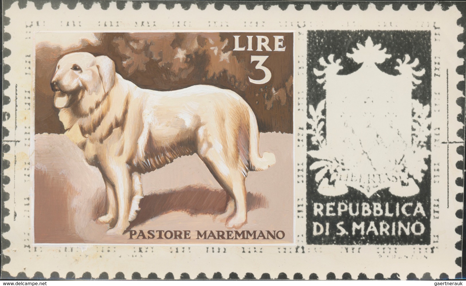 Thematik: Tiere-Hunde / Animals-dogs: 1956, San Marino, 31lire "Sheep Dog", Two Photographic B/w Ess - Cani