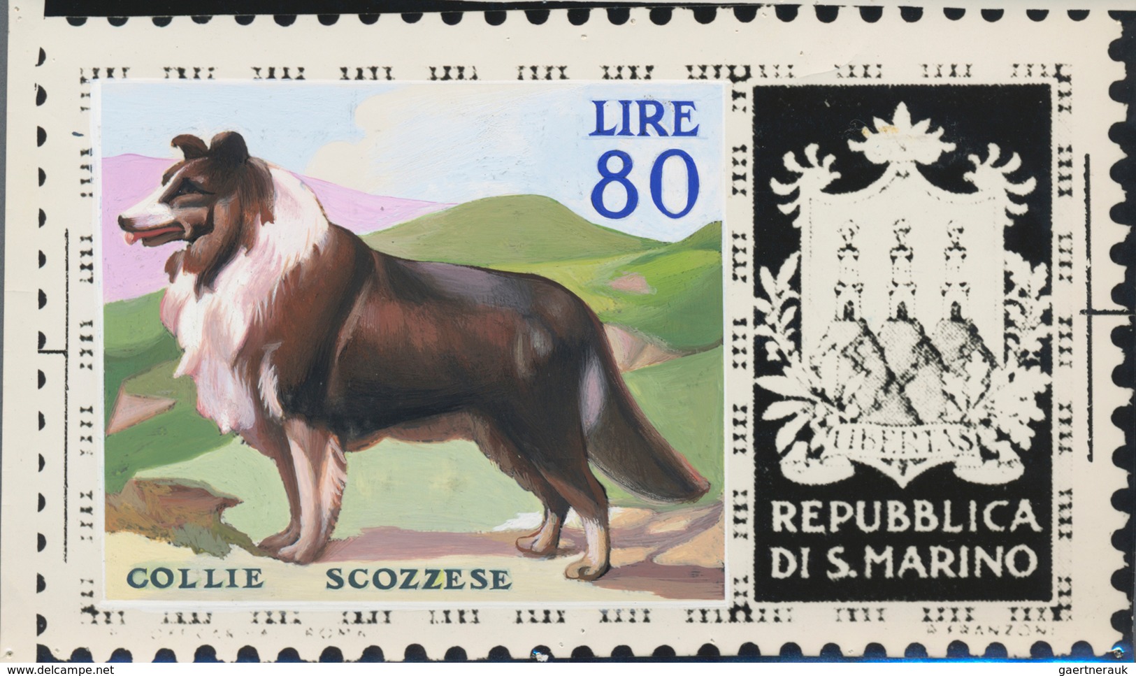 Thematik: Tiere-Hunde / Animals-dogs: 1956, San Marino, 80lire "Scotch Collie", Two Photographic B/w - Chiens