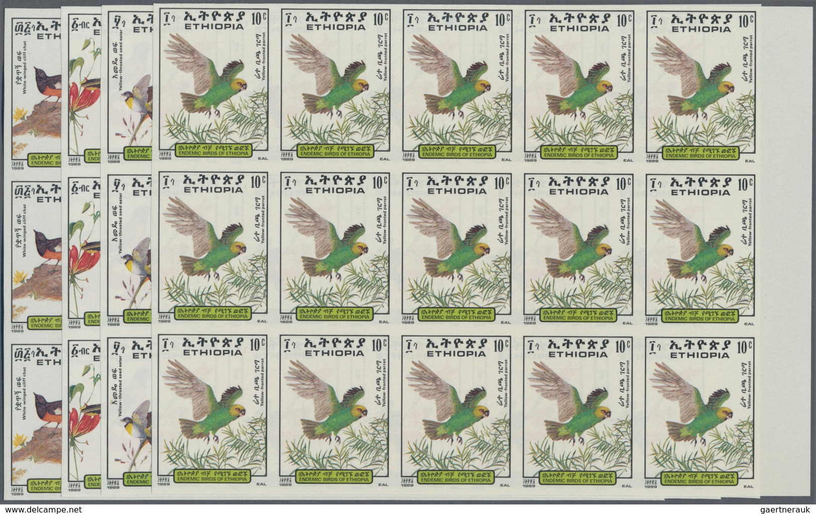 Thematik: Tiere-Vögel / Animals-birds: 1989, Ethiopia. BIRDS. Complete Set (4 Values) In IMPERFORATE - Other & Unclassified