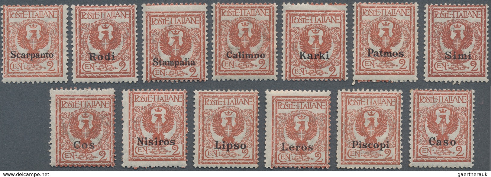 Ägäische Inseln: 1912 Accumulation Of About 950 Single Stamps 2c. Orange-brown, Consists Of 73 Stamp - Ägäis