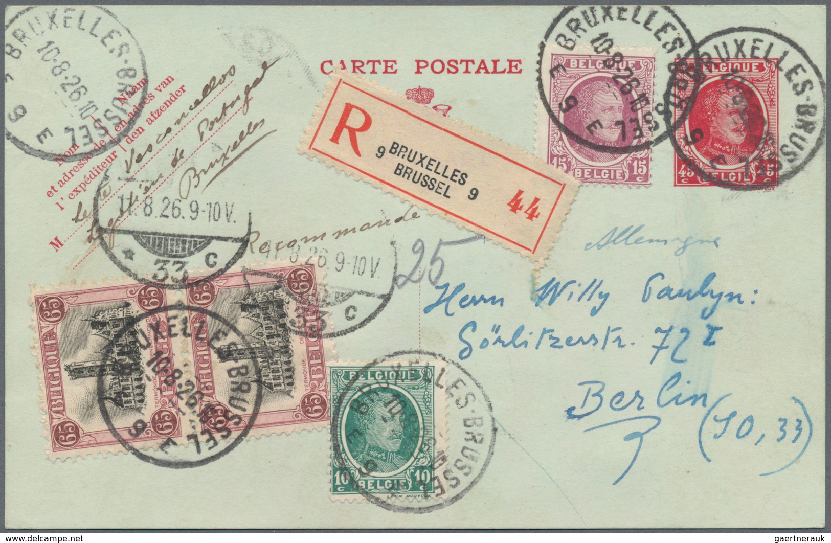 Belgien: 1866/1960 Holding Of Ca. 280 Letters, Cards And Postal Stationery, Incl. Registered Mail, G - Collections