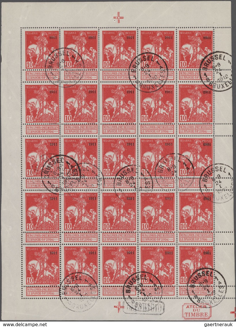 Belgien: 1911, "1911" Overprints On 1910 Charity Issue, 5c.+10c. Type "Montald" And 5c.+10c. Type "L - Collections