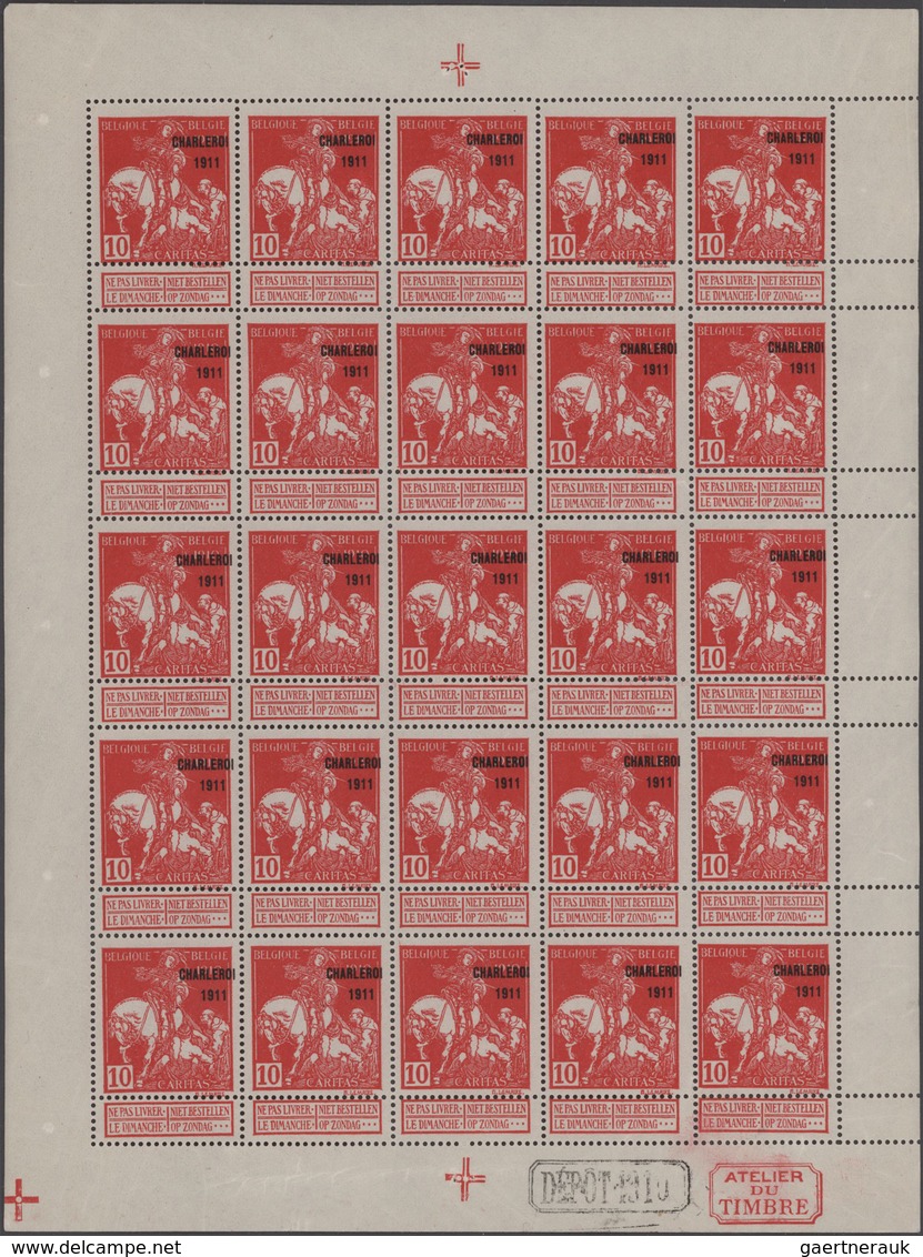 Belgien: 1911, "CHALEROI 1911" Overprints On 1910 Charity Issue, 2c.+5c. Type "Montald" And 1c., 2c. - Collections