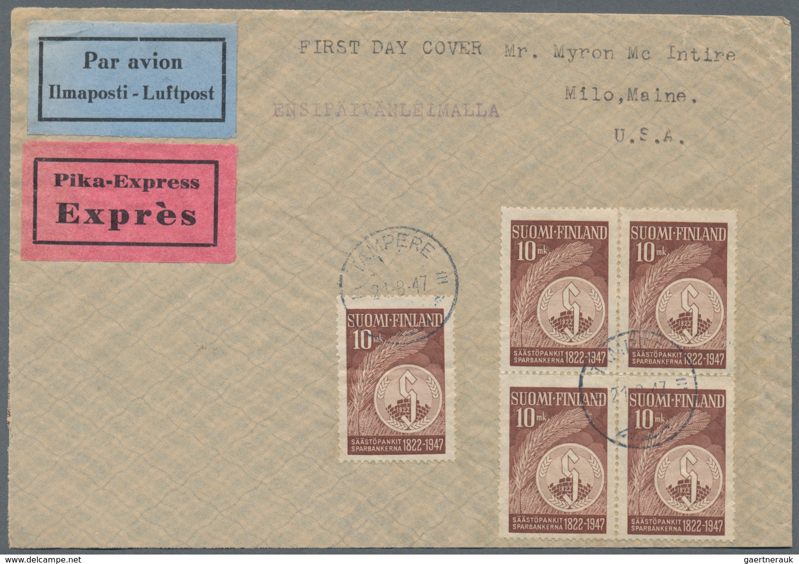 Finnland: 1870/1990, holding of ca. 150 letters, cards and postal stationery, incl. registered mail,