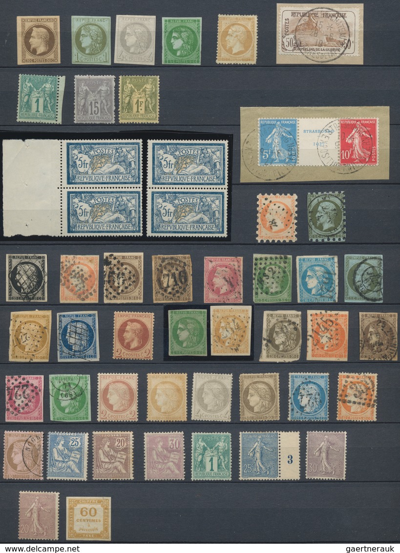 Frankreich: 1849/1927, Mint And Used Lot Of 50 Stamps, Slightly Varied But Mainly Quite Good Conditi - Collections