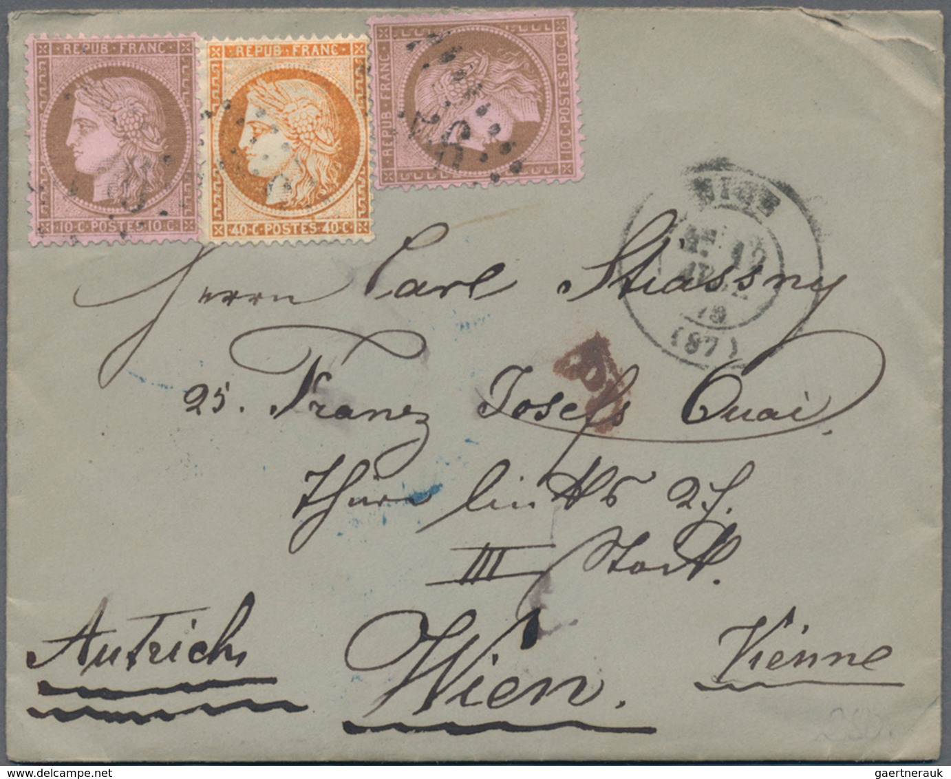 Frankreich: 1870 - 1875, 6 Letters, Partly With Contents And An Obverse To Vienna, 60 Centimes Frank - Collections