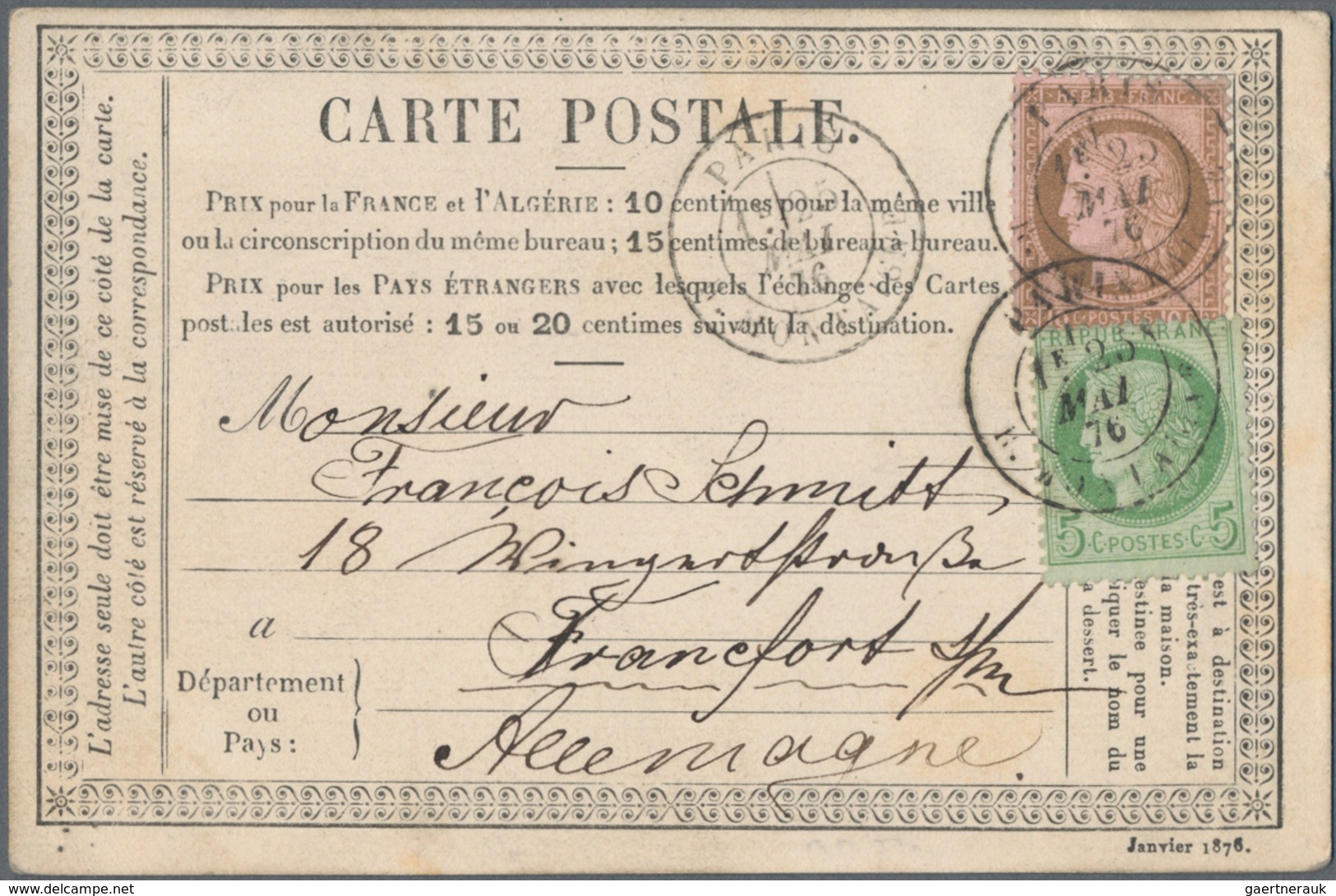 Frankreich: 1876 Approx. 30 Precursor Cards (cartes Précuseurs), Some Errors In The Print Data (miss - Collections