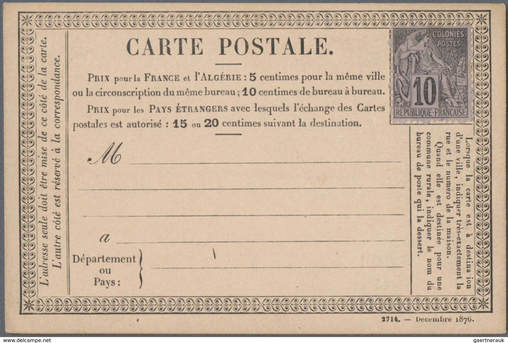 Frankreich: 1876 Approx. 30 Precursor Cards (cartes Précuseurs), Some Errors In The Print Data (miss - Collections