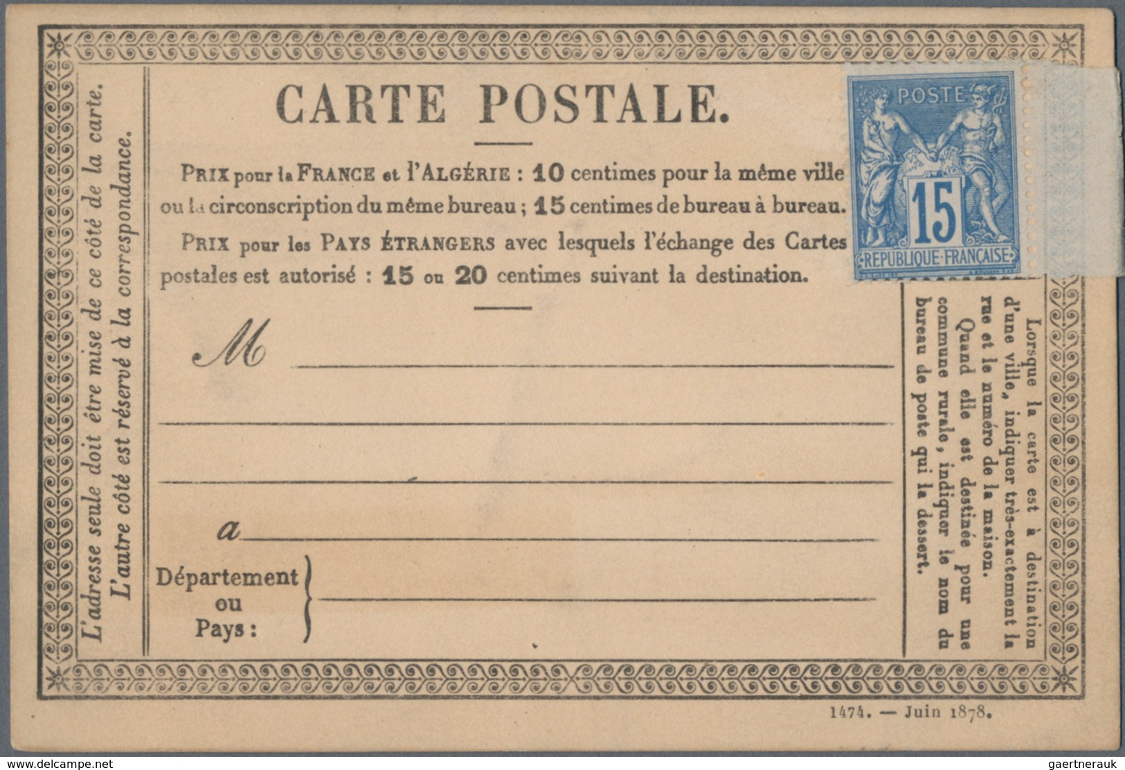 Frankreich: 1877/78 Approx. 20 Precursor Cards (cartes Précuseurs), Some Errors In The Print Data (m - Collections