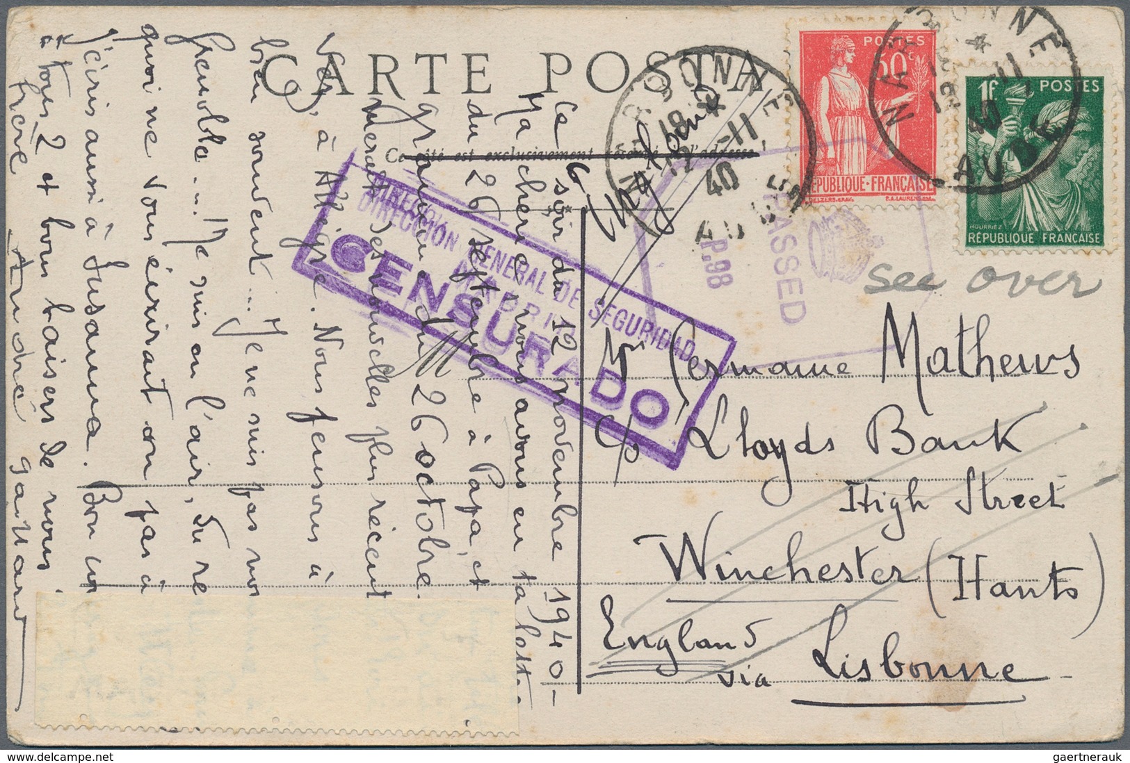 Frankreich: 1915/1947 Ca., Interesting Collection With Ca.70 Covers/cards With Focus On Censored Mai - Collections