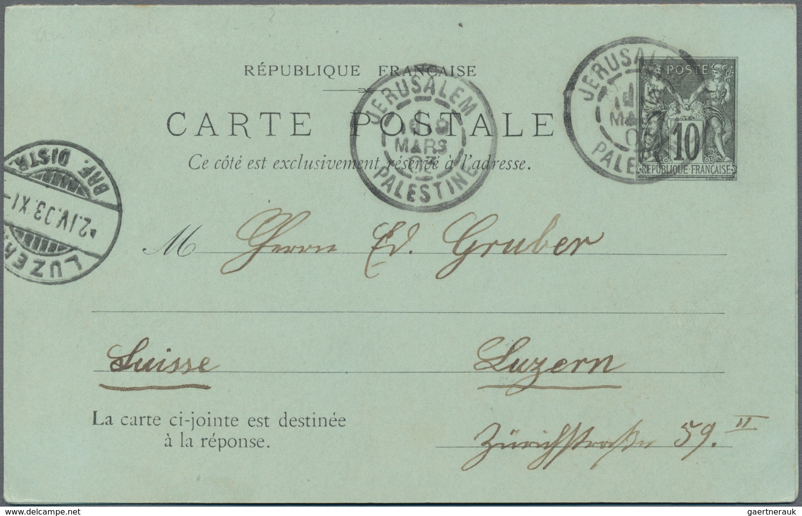 Französische Post In Der Levante: 1857/1913 Ca., French P.O. Palestine, Interesting Collection With - Altri & Non Classificati