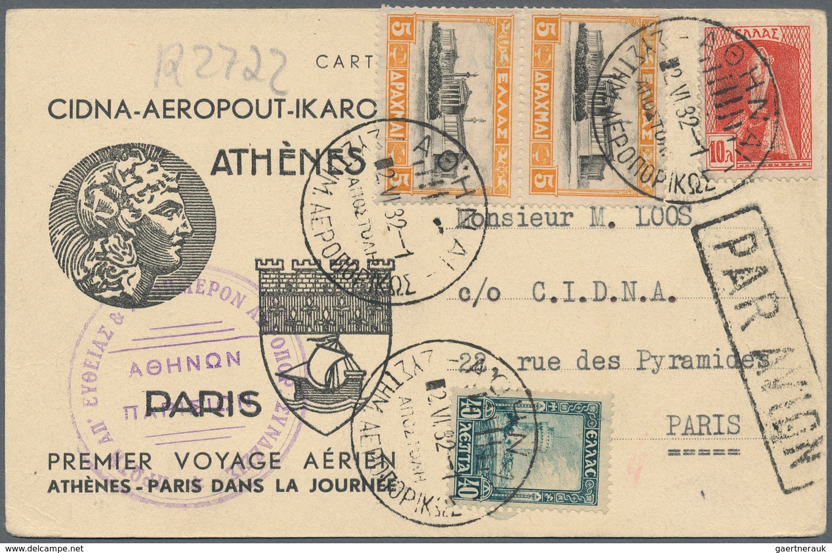 Griechenland: 1886 - 1960 (ca.), Posten Von über 80 Belegen, Dabei Samos, Zensur WK I., Kreta Nach U - Oblitérés