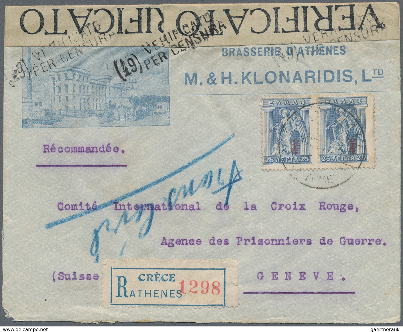 Griechenland: 1886 - 1960 (ca.), Posten von über 80 Belegen, dabei Samos, Zensur WK I., Kreta nach U