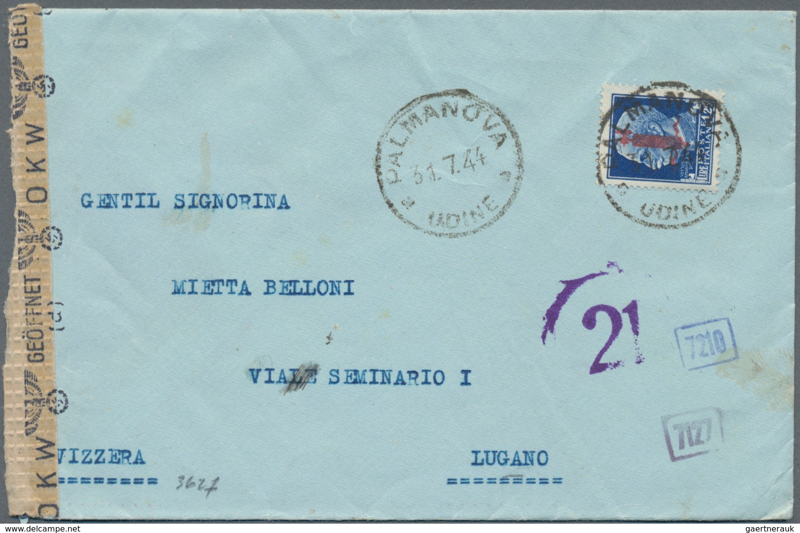 Italien: 1867/2012 holding of ca. 260 letters, cards, picture-postcards, military cards and used pos