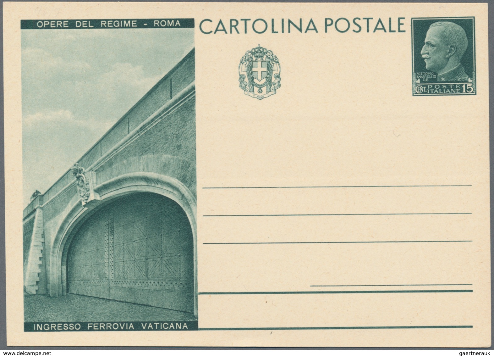 Italien - Ganzsachen: 1931. OPERE DEL REGIME - ROME. 15 C Green Postal Stationery Card, Complete Set - Stamped Stationery