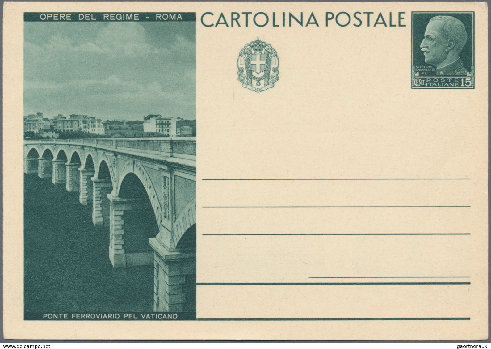 Italien - Ganzsachen: 1931. OPERE DEL REGIME - ROME. 15 C Green Postal Stationery Card, Complete Set - Stamped Stationery