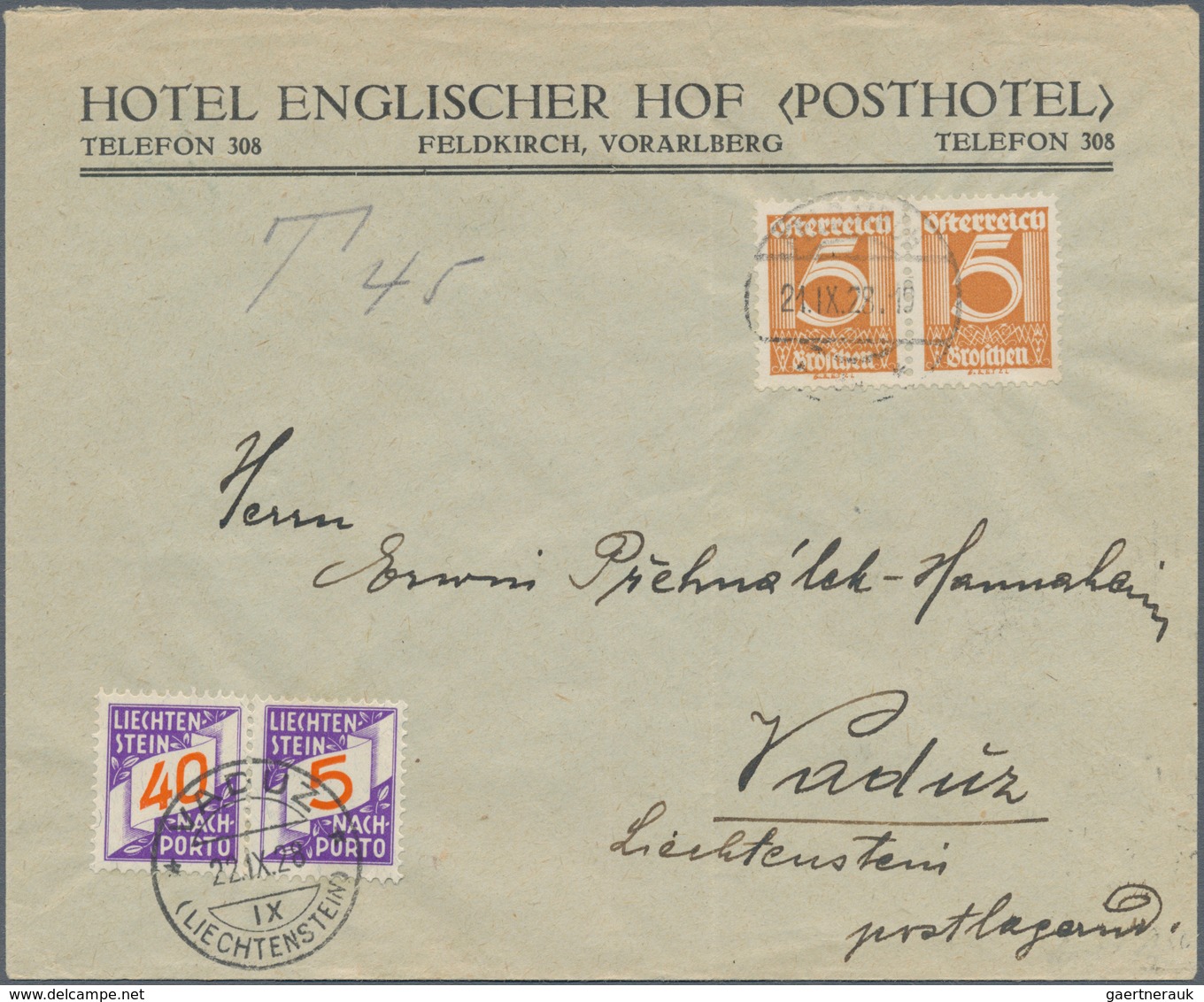 Liechtenstein: 1920/66, Posten von ca. 30 Briefe, AK und gebrauchten Ganzsachen, dabei gute Bild-Gs.