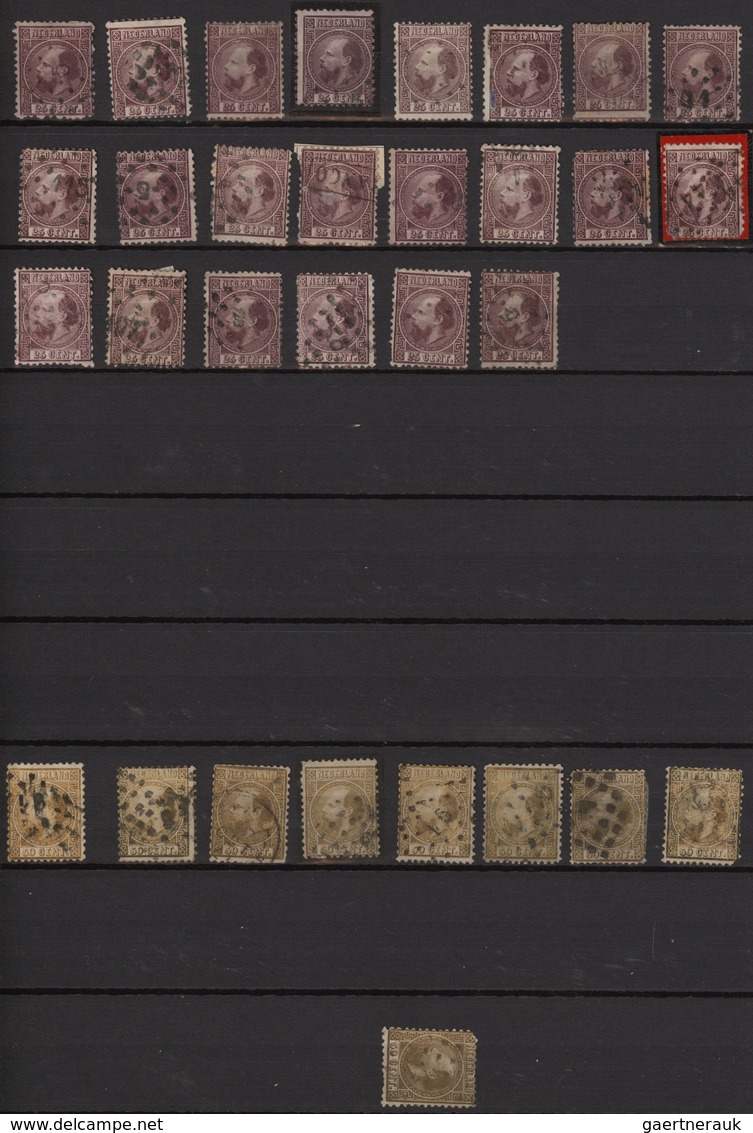 Niederlande: 1864/1890 Ca., PLATE FLAWS And VARIETIES, Extensive Accumulation With Hundreds Of Stamp - Storia Postale