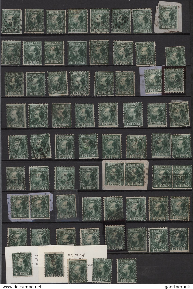 Niederlande: 1864/1890 Ca., PLATE FLAWS And VARIETIES, Extensive Accumulation With Hundreds Of Stamp - Storia Postale